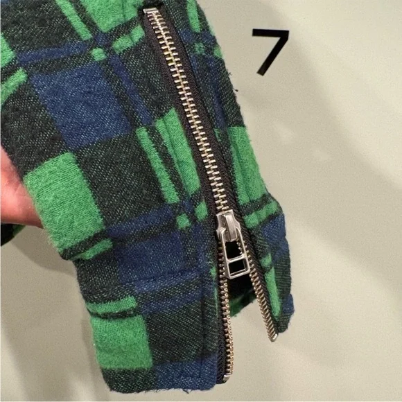 Moose Knuckles Green and Blue Plaid Women's Button Down Shirt - Picture 3 of 12